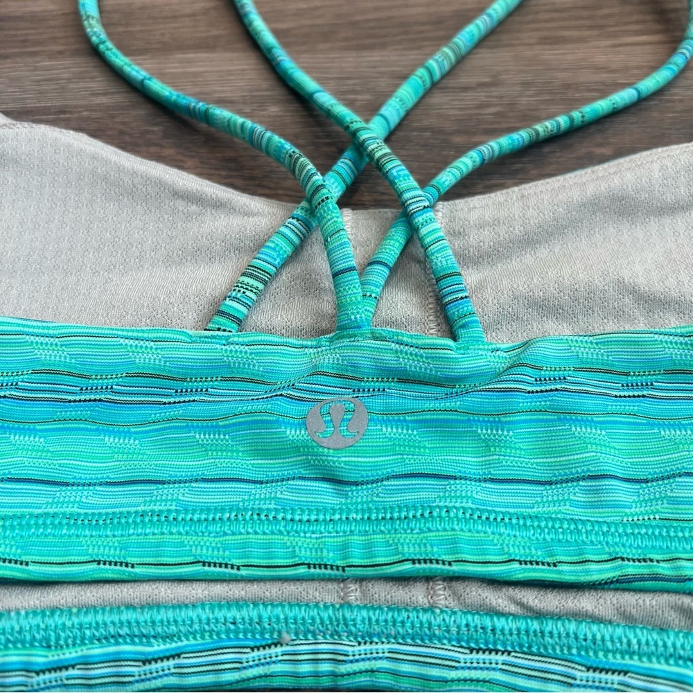 Lululemon Free To Be Bra Dragonfly Space Dye Size 10 Turquoise Blue Strappy - Picture 6 of 7
